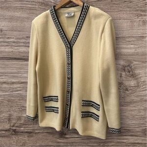 Mita Cream Beige Knit Cardigan Sweater Jacket 16 Petite